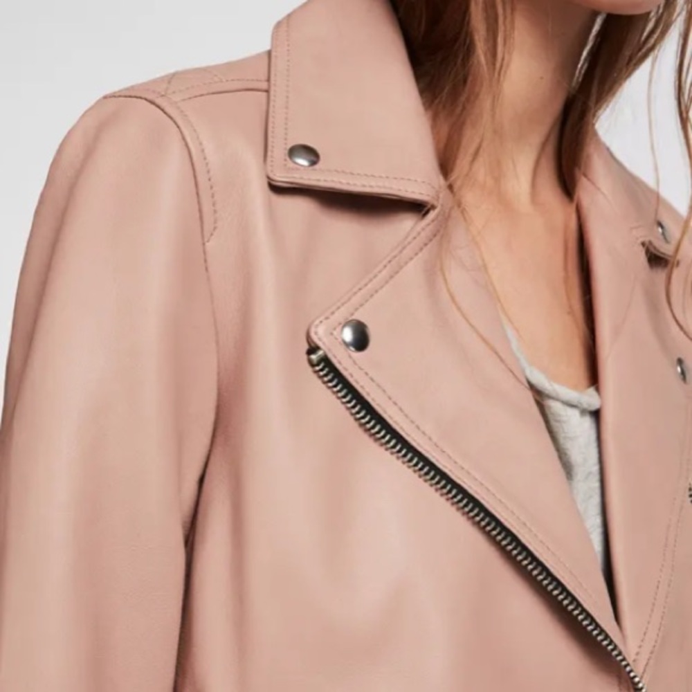 $-drop need to sale I’ve grown!! AllSaints leather Dalby jacket euc size 2 - Picture 5 of 7